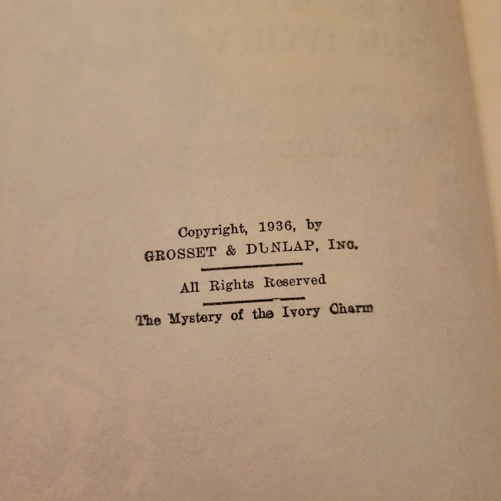 Nancy Drew‎ The Mystery of the Ivory Charm Carolyn Keene 1936 HC Vintage Staging